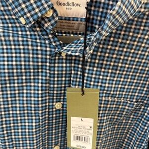 Goodfellow & Co Men's Black and Blue Plaid Shirt